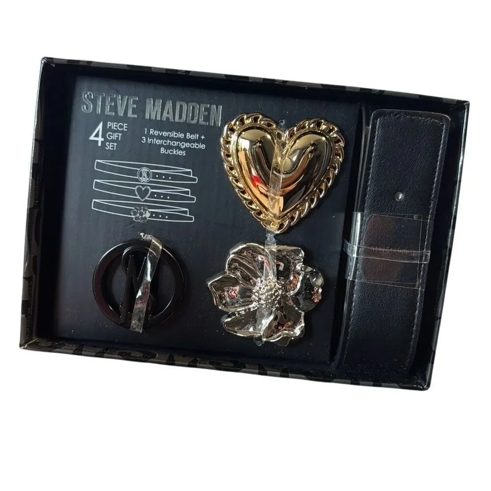 Steve Madden Reservable Interchangeable Black Cognac Belt